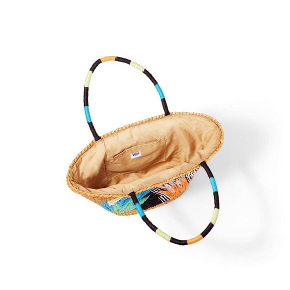 Abstract Botanical Print Woven Straw Tote - Tabitha Brown for Target Tan nwt - Picture 3 of 3